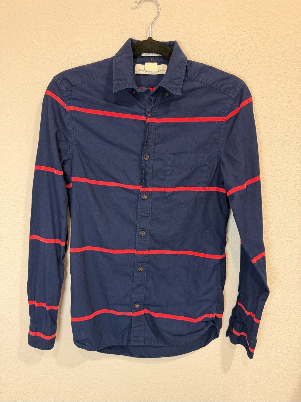 H&M Navy Shirt with Red Horizontal Stripes - Picture 1 of 5